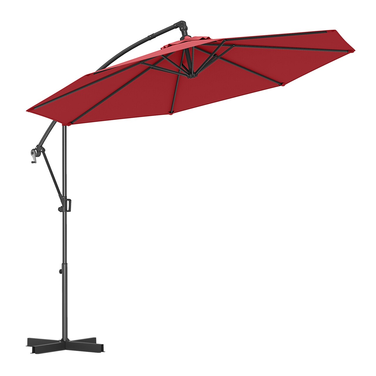 10ft Cantilever Patio Hanging Umbrella with Base, Crank Handle and Air Vent